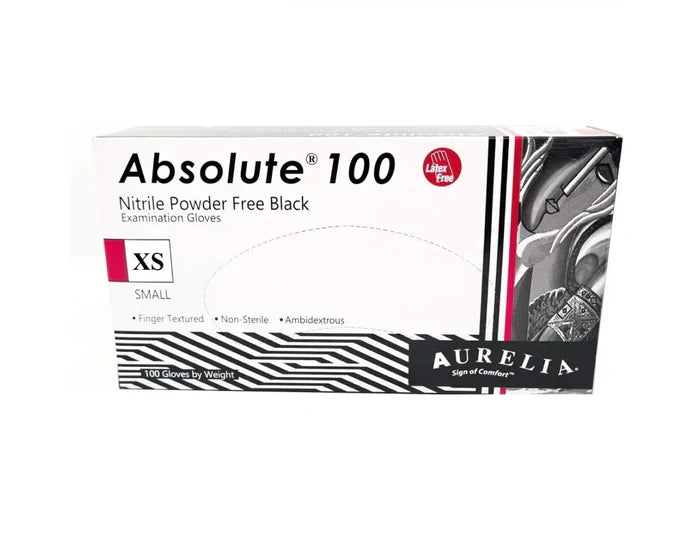 Aurelia Absolute Nitrile Gloves Medical 3,2 mil Powder Free Black Small 9899A6