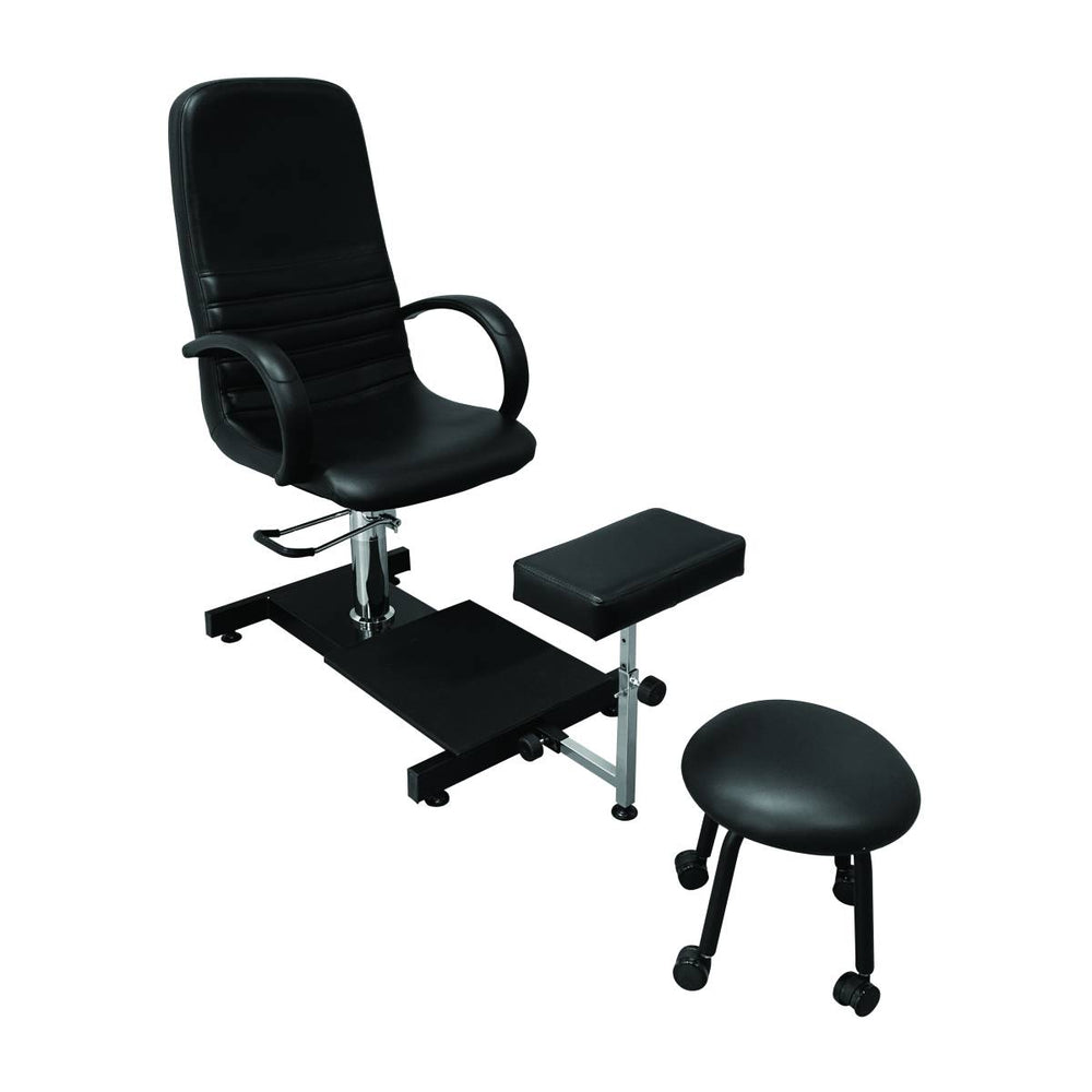 GD Pedicure Chair and Stool Combo Black  D-22302B