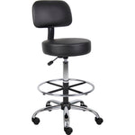 EQUIPRO Round Air Lift Stool with Backrest Black EL-312B
