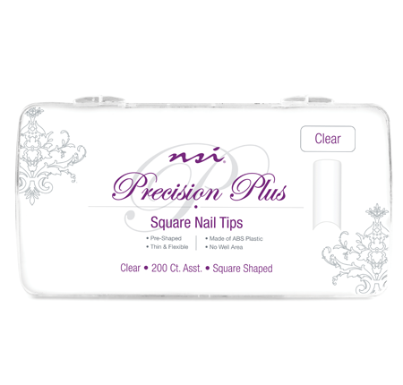 NSI Tips Clear Square 200ct 1630