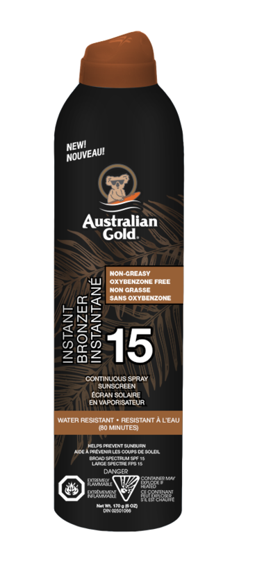 Australian Gold SPF 15 Continuous Spray Sunscreen with Instant Bronzer 6oz