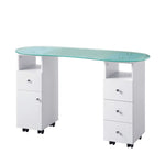 GD Manicure Table Glass Top White D-3468NVW
